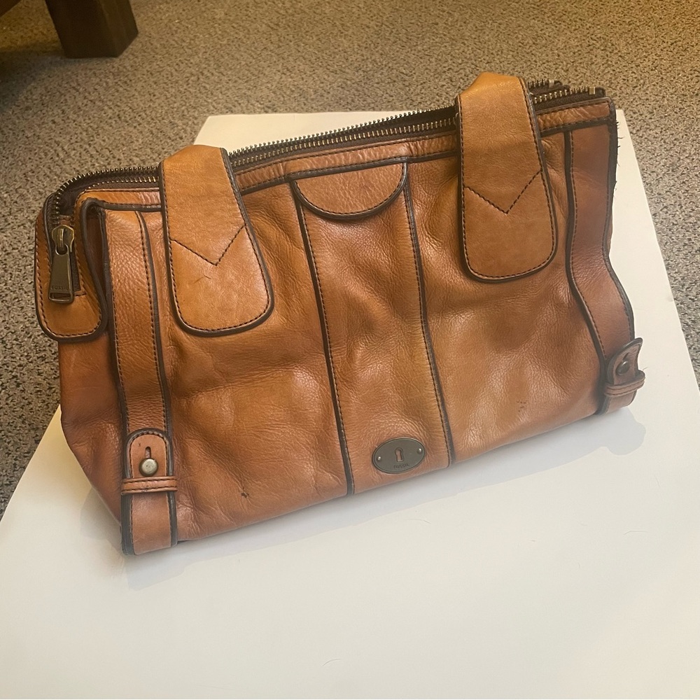 Fossil Brown Leather Handbag Purse - Picture 2 of 4